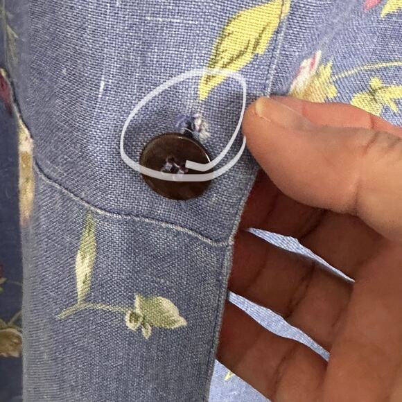 Laissez Faire Tunic Shirt 2 / 2X Blue Floral Linen Lagenlook Vintage Relaxed - Picture 5 of 10